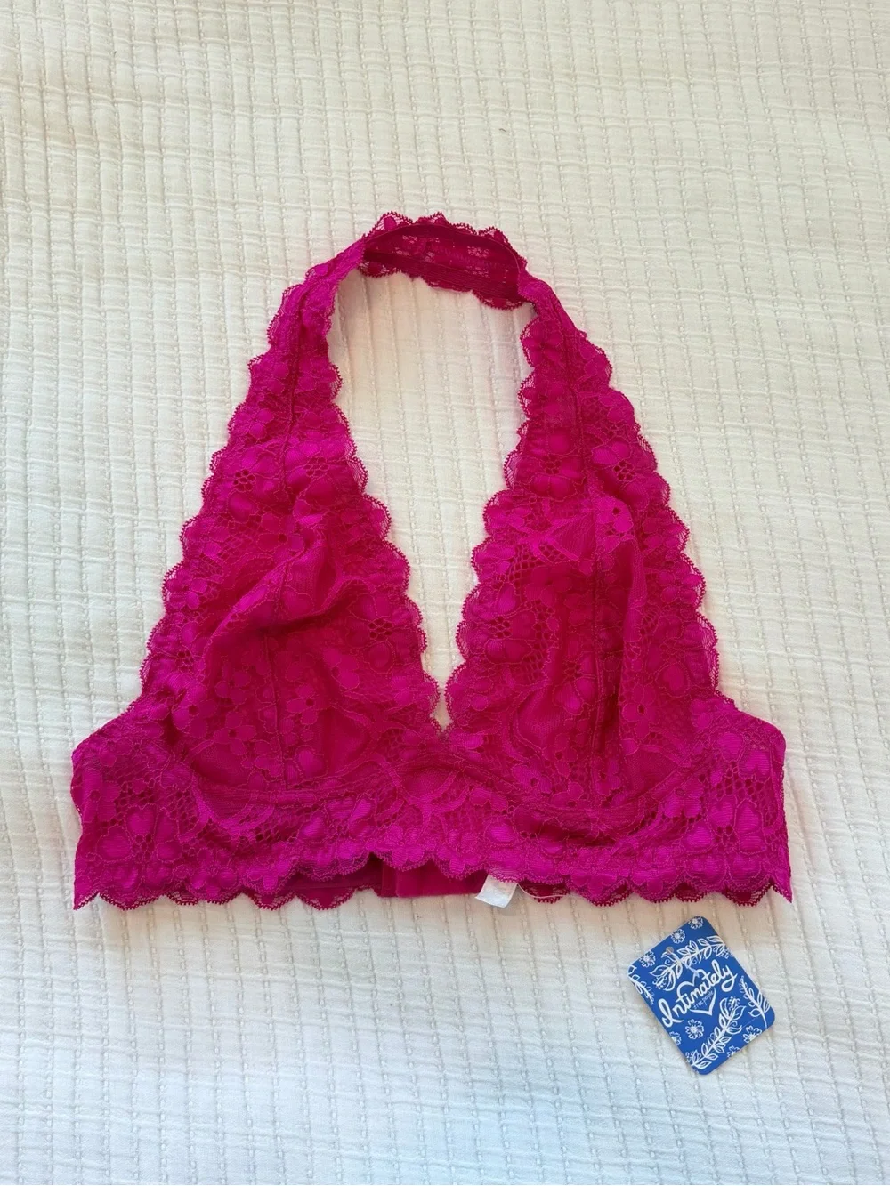 Free People Fuchsia Lace Halter Bralette